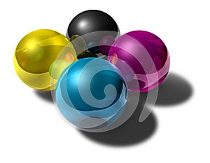 Cmyk colored reflective balls