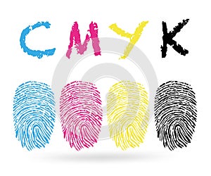 Cmyk colors with finger prints vector
