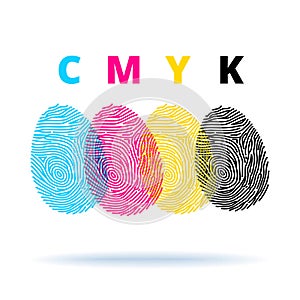 Cmyk concept with fingerprints