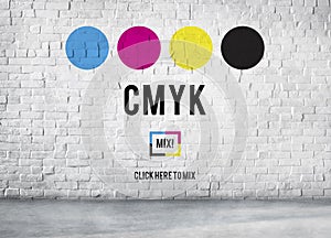 CMYK Cyan Magenta Yellow Key Color Printing Process Concept photo