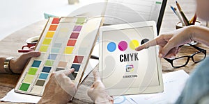 CMYK Cyan Magenta Yellow Key Color Printing Process Concept photo