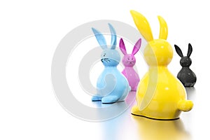 CMYK easter bunny figures
