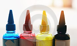 CMYK ink bottle for printer machine - Colorful Ink refill set with cyan blue red magenta yellow and black for printer inks tank