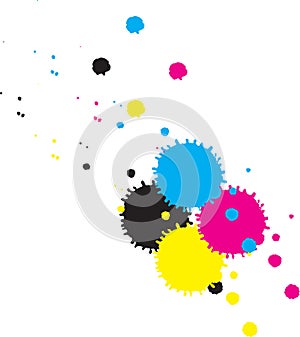 Cmyk inkdrops. Vector.