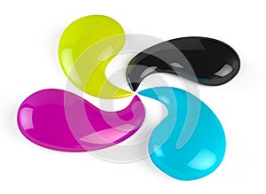 CMYK paint drops