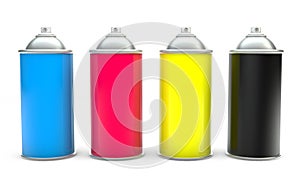 CMYK Paint spray cans