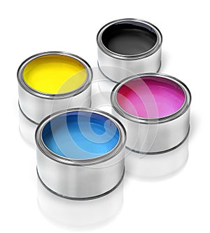 Cmyk paint tin cans