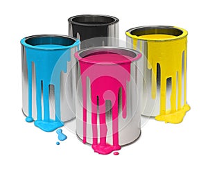 Cmyk paint tin cans