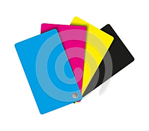 Cmyk palette, abstract sheets of paper in cmyk colors