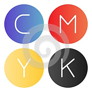 CMYK palette flat icon. Print ink color icons in trendy flat style. Printing paint gradient style design, designed for