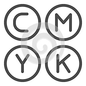 CMYK palette line icon. Print ink vector illustration isolated on white. Printing paint outline style design, designed