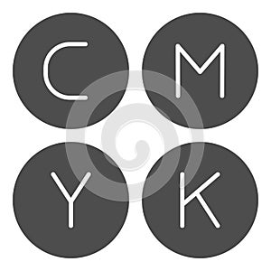 CMYK palette solid icon. Print ink vector illustration isolated on white. Printing paint glyph style design, designed