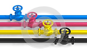 CMYK pipelines with valves