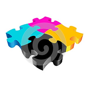 CMYK PUZZLE 3D vector on a white background. photo