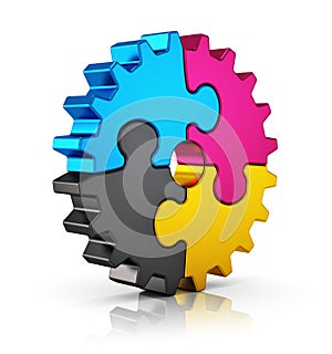 CMYK puzzle gear