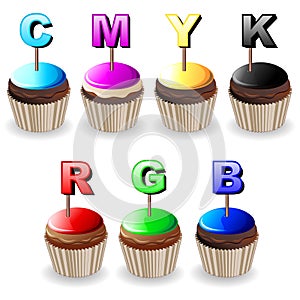 CMYK RGB Cupcakes Colors Palette