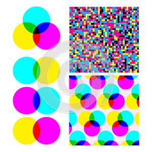 Cmyk Subtractive Mixed Color Model Set Vector photo