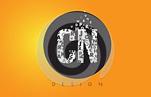 CN C N Logo Made of Small Letters with Black Circle and Yellow B