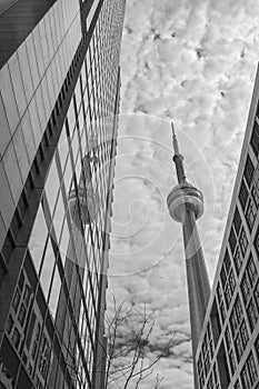 The CN Tower reflected in a skyscraper. Toronto, Canada