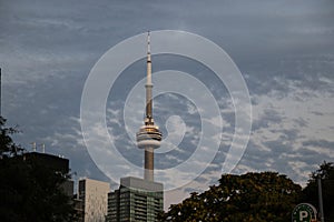 CN Tower - Toronto skyline - cloudy sky - evening light - urban landscape photo
