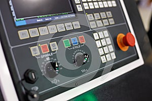 CNC control panel of modern lathe machine