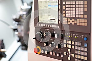 CNC control panel of turret lathe machine