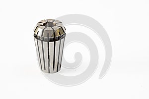 CNC ER collet isolated above white background with copy space