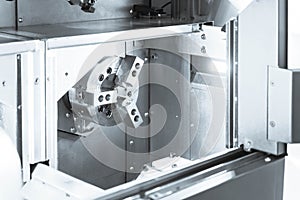 The CNC lath machine,close up to the head stock