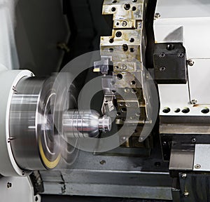 CNC Lathing machine cutting workpiece