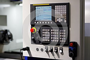 CNC machine control panel close up