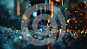 CNC Machine with Sparks. AI generated