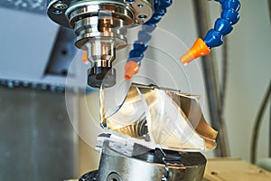 Cnc machine at metal work industry. precision milling impeller machining