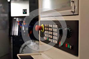 CNC machining center with a control panel