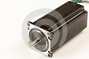 CNC microsteping stepper motor isolated above white background