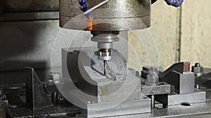 The CNC milling machine cutting mold part by solid ball end mill tool