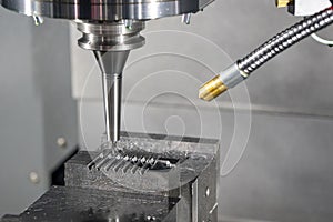 The  CNC  milling machine cutting  the mold parts by solid ball  end-mill tool type.