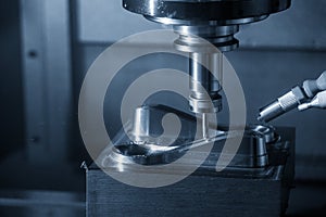 The CNC milling machine cutting the mold parts by solid ball end-mill tool type.