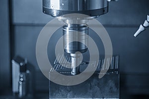 The CNC milling machine finishing cut the injection mold parts by indexable  solid ball  endmill tools.