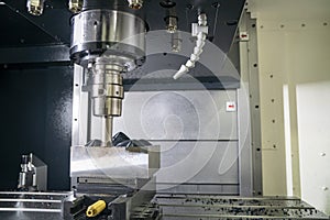 The CNC milling machine rough cutting the injection mold parts by indexable endmill tools.