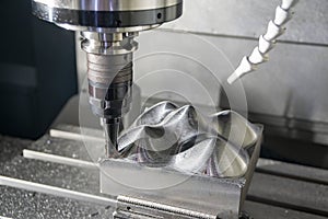 The CNC milling machine rough cutting  the injection mold parts by indexable  endmill tools.