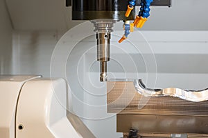 The CNC milling machine rough cutting  the injection mold parts by indexable  endmill tools.