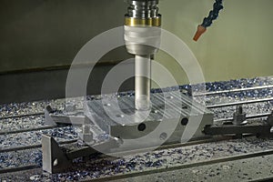 The CNC milling machine rough cutting the injection mold parts by indexable tools