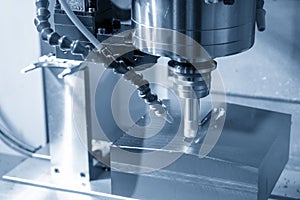 The CNC milling machine rough  cutting the injection mould parts with the indexable   endmill tools