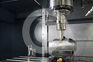 The CNC milling machine rough cutting the mould parts with the indexable radius endmill tools.