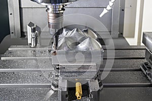 The CNC milling machine rough cutting the mould parts with the indexable radius endmill tools.