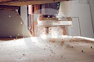 CNC router machine creates a layout of the shelf complex.