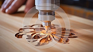 CNC Router Precision Intricate Design Carving into Wood, Craftsmanship and Technology