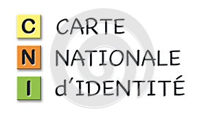 CNI initials in colored 3d cubes with meaning in french language