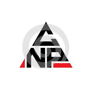 CNP triangle letter logo design with triangle shape. CNP triangle logo design monogram. CNP triangle vector logo template with red