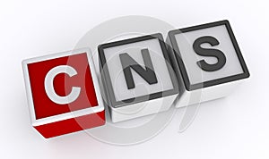 cns Central Nervous System word block on white photo